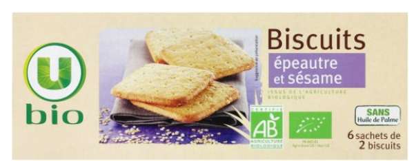 Biscuits épautre sésame, U Bio  (150 g)