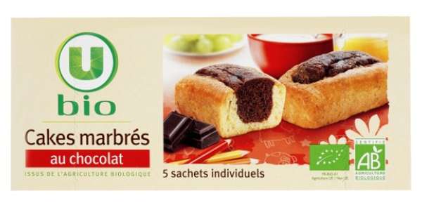 Cakes marbrés au chocolat, U BIO  (125 g)