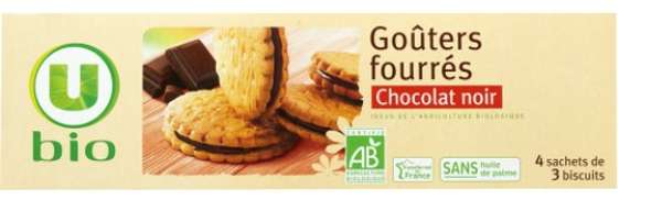 Goûters fourrés au chocolat noir U BIO, (185 g)