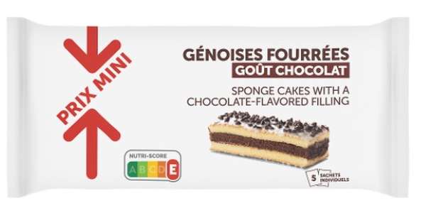 Génoises fourrées goût chocolat X5, Prix Mini   (175 g)