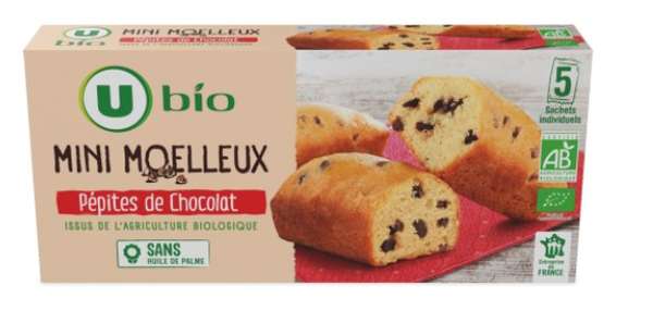 Mini moelleux aux pépites de chocolat, U BIO (140 g)
