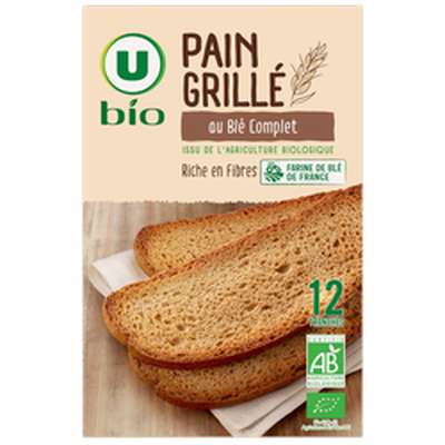 Pain grillé au blé complet BIO, U BIO (250 g)