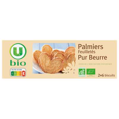 Palmiers pur beurre, U BIO (100 g)