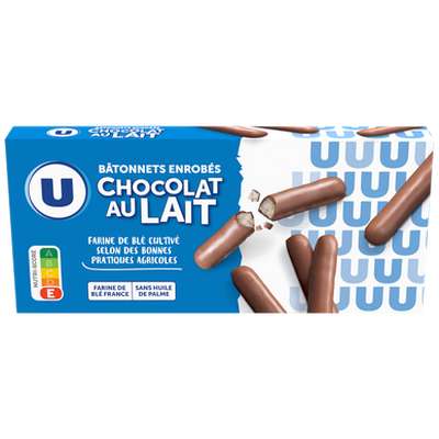 Batônnets chocolat au lait, U (150 g)