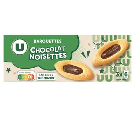 Barquettes au chocolat et aux noisettes, U (120 g)