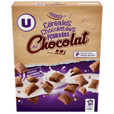 Céréales chocolatées fourrées au chocolat, U (375 g)