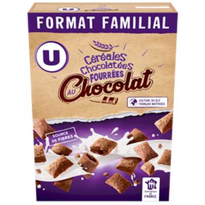 Céréales chocolatées fourrées au chocolat, U (600 g)