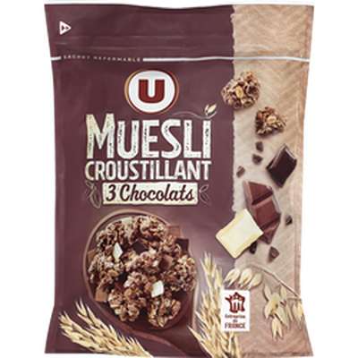 Muesli croustillant aux 3 chocolats, U (500 g)