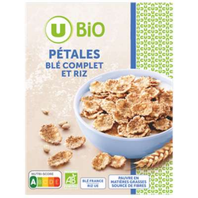 Pétales de blé complet et riz nature BIO,  U (300 g)