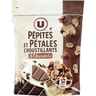 Pépites et pétales aux 3 chocolats, U (400 g)