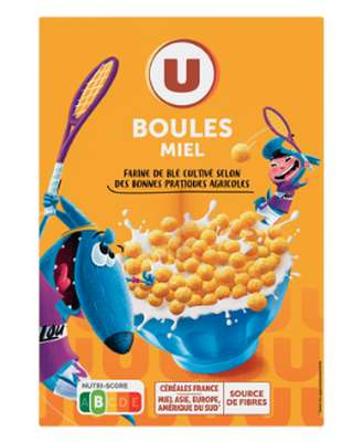 Boules de céréales miel, U MAT ET LOU (375 g)