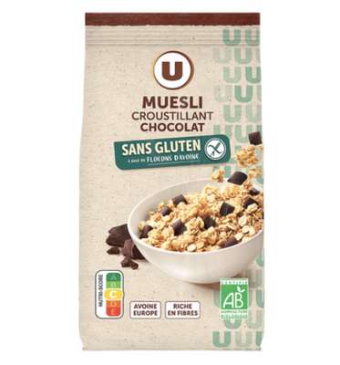 Céréales muesli chocolat noir sans gluten, U (375 g)