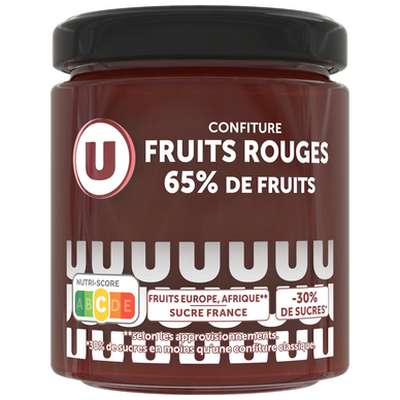 Confiture fruits rouges 65% de fruits, U (320 g)