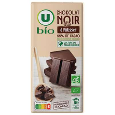 Chocolat noir pâtissier 55% BIO, U (200 g)