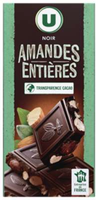 Chocolat noir aux amandes entières, U (200 g)