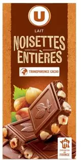 Chocolat au lait et aux noisettes entières, U (200 g)