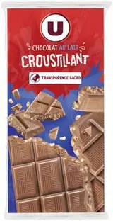 Tablette de chocolat au lait croustillant, U (2 x 100 g)