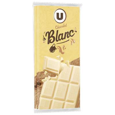 Tablettes de chocolat blanc, U (2 x100 g)