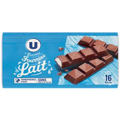 Barres chocolats fourrées lait, U (x 16, 200 g)