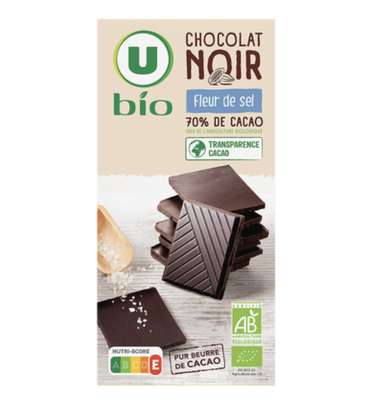 Chocolat noir fleur de sel BIO, U BIO (100 g)