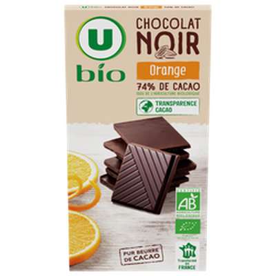 Chocolat noir à l'orange BIO, U BIO (100 g)