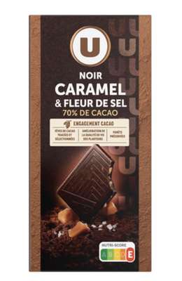 Chocolat noir éclat de caramel aromatisé fleur de sel, U (100 g)