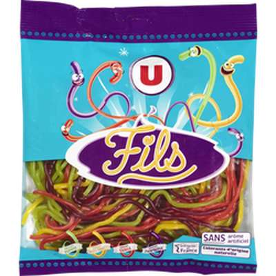 Bonbons fils colorés, U (200 g)