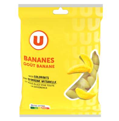 Bonbons goût banane, U (250 g)