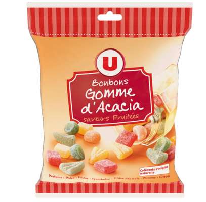 Bonbons gommes d'acacia saveurs fruitées, U (300 g)