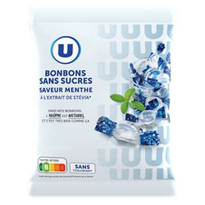 Bonbons menthe sans sucres aux extraits de stévia U, (120 g)