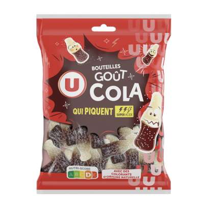 Bonbons bouteilles de cola acidulés, U  (250 g)