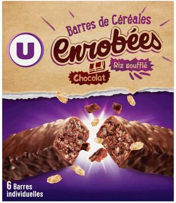 Barres de céréales enrobées de chocolat au riz soufflé, U (150 g)