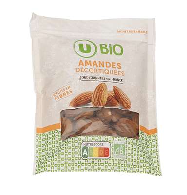 Amandes décortiquées BIO, U BIO (125 g)