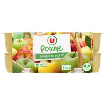 Dessert de fruits aux pommes allégée en sucre, U (16 x 100 g)