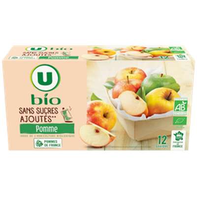 Gourdes purée de pomme sans sucres ajoutés BIO, U (12 x 90 g)