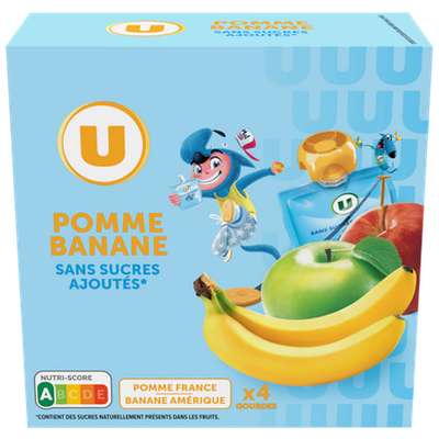 Gourdes pomme banane sans sucres ajoutés Mat & Lou, U (4 x 90 g)