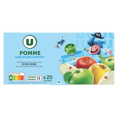 Gourdes à la pomme sans sucres ajoutés Mat & Lou, U (20 x 90 g)