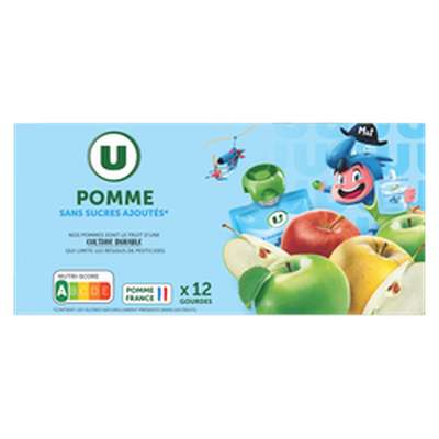 Gourdes à la pomme sans sucres ajoutés Mat & Lou, U (12 x 90 g)