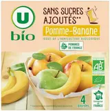 Purée de pomme banane en gourdes sans sucres ajoutés BIO, U (4 x 90 g)
