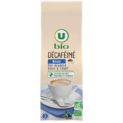 Café moulu décaféiné BIO, U BIO (250 g)