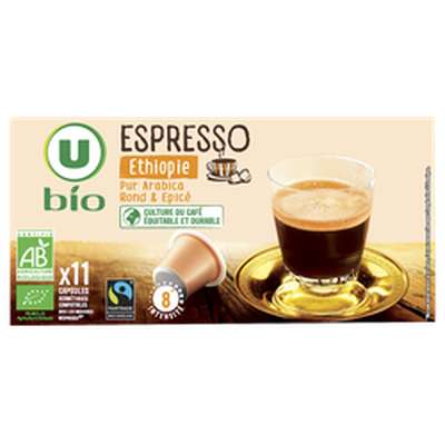 Café espresso Ethiopie compatible Nespresso BIO, U BIO (x 11)