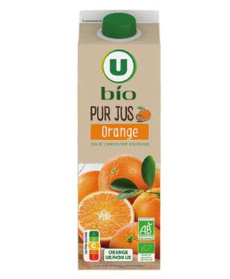 Pur jus d'orange BIO, U BIO (1 L)