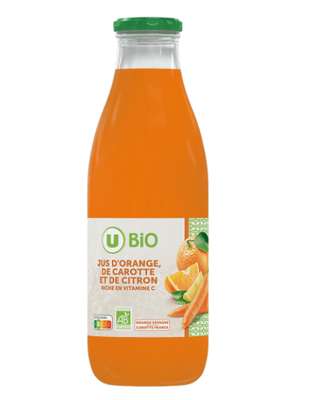 Pur jus d'orange carotte citron BIO, U BIO (1 L)