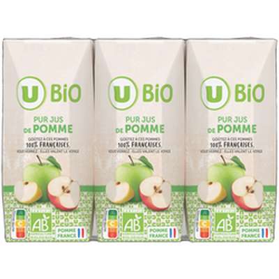 Pur jus de pomme BIO, U BIO (6 x 20 cl)
