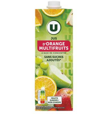 Jus à base de concentré d'orange et multifruits, U (1 L)