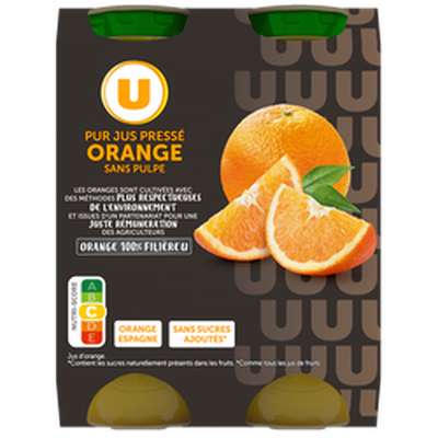 Pur jus orange U bouteille en verre, U (4 x 20 cl)