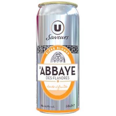 Bière blonde d'Abbaye des Flandres 6,5°, U Saveurs (50 cl)