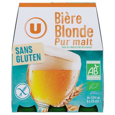 Bière blonde sans gluten 5,5°, U (pack de 6 x 25 cl)