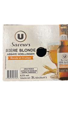 Pack de bière blonde Abbaye höellingem, 6,5°, U saveurs (12 x 25 cl)