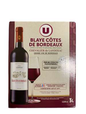 Vin rouge AOC Blaye Côtes de Bordeaux La Rochede Bartavelle, U (BIB 3 L)